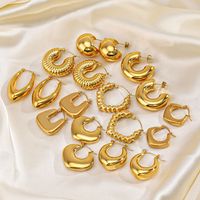 1 Pair Retro Geometric Plating 304 Stainless Steel 18K Gold Plated Earrings main image 3