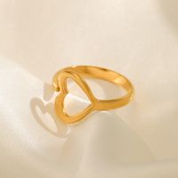 Edelstahl 304 18 Karat Vergoldet Einfacher Stil Überzug Herzform Offener Ring main image 1