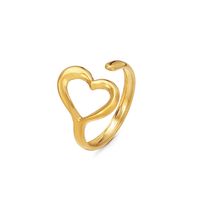 304 Stainless Steel 18K Gold Plated Simple Style Plating Heart Shape Open Ring main image 5