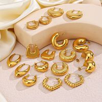 1 Pair Retro Geometric Plating 304 Stainless Steel 18K Gold Plated Earrings main image 1