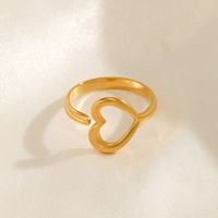 Edelstahl 304 18 Karat Vergoldet Einfacher Stil Überzug Herzform Offener Ring main image 3