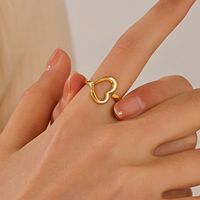Edelstahl 304 18 Karat Vergoldet Einfacher Stil Überzug Herzform Offener Ring main image 2