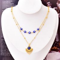 304 Stainless Steel 18K Gold Plated Hip-Hop Plating Devil'S Eye Earrings Necklace main image 5