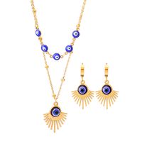 304 Stainless Steel 18K Gold Plated Hip-Hop Plating Devil'S Eye Earrings Necklace main image 4