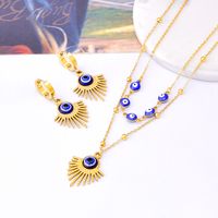 304 Stainless Steel 18K Gold Plated Hip-Hop Plating Devil'S Eye Earrings Necklace main image 3