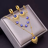 304 Stainless Steel 18K Gold Plated Hip-Hop Plating Devil'S Eye Earrings Necklace main image 1