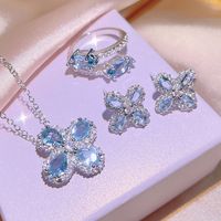 Titanium Steel Simple Style Inlay Flower Gem Necklace Earrings Rings main image 1