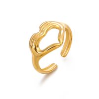 304 Stainless Steel 18K Gold Plated IG Style Plating Heart Shape Open Ring main image 3