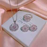 Titanium Steel Simple Style Inlay Flower Zircon Rings Earrings Necklace main image 1