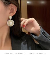 1 Pair Elegant Retro Heart Shape Flower Plating Inlay Copper Pearl Earrings sku image 8