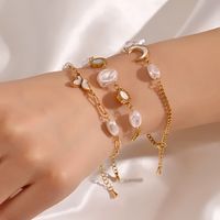 Style IG Star Lune Papillon Acier Inoxydable 304 Perles Artificielles Coquille Bracelets En Masse main image 1