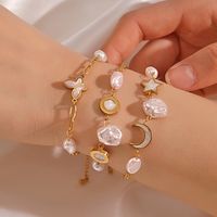 IG Style Star Moon Butterfly 304 Stainless Steel Artificial Pearls Shell Bracelets In Bulk main image 2