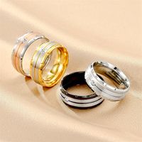 Modern Style Simple Style Round Titanium Steel Artificial Diamond Wide Band Ring In Bulk main image 1
