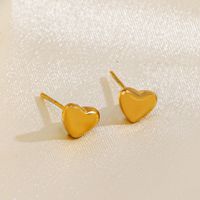 1 Pair Casual Simple Style Heart Shape Plating 304 Stainless Steel 18K Gold Plated Ear Studs main image 5