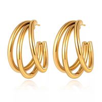 1 Pair Classic Style Geometric Plating 304 Stainless Steel 18K Gold Plated Earrings main image 4