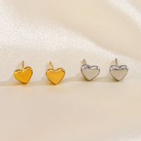 1 Pair Casual Simple Style Heart Shape Plating 304 Stainless Steel 18K Gold Plated Ear Studs main image 3