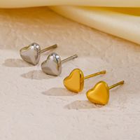 1 Pair Casual Simple Style Heart Shape Plating 304 Stainless Steel 18K Gold Plated Ear Studs main image 1