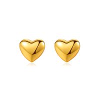 1 Pair Casual Simple Style Heart Shape Plating 304 Stainless Steel 18K Gold Plated Ear Studs main image 2