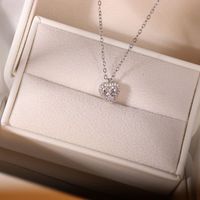 Titanium Steel Lady Inlay Heart Shape Zircon Necklace Earrings Rings sku image 2