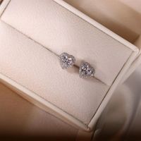 Titanium Steel Lady Inlay Heart Shape Zircon Necklace Earrings Rings sku image 3