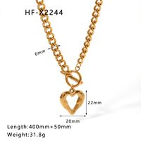 Stainless Steel 18K Gold Plated IG Style Casual Toggle Plating Hollow Out Heart Shape Pendant Necklace sku image 1