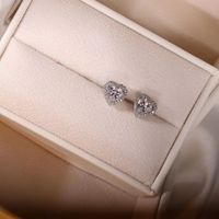 Titanium Steel Lady Inlay Heart Shape Zircon Necklace Earrings Rings main image 3