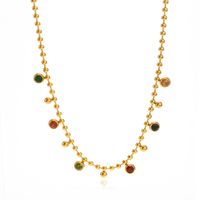 304 Stainless Steel 18K Gold Plated Casual Simple Style Plating Inlay Round Rhinestones Necklace main image 3