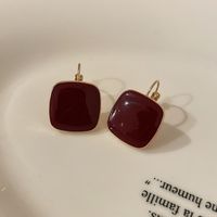 1 Pair Sweet Heart Shape Enamel Copper Drop Earrings sku image 1