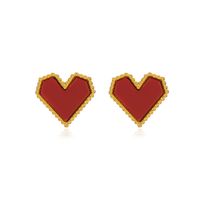 304 Stainless Steel 18K Gold Plated IG Style Simple Style Plating Inlay Heart Shape Acrylic Earrings Necklace main image 5
