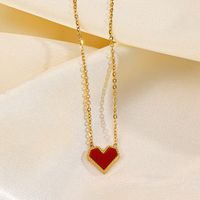304 Stainless Steel 18K Gold Plated IG Style Simple Style Plating Inlay Heart Shape Acrylic Earrings Necklace main image 6