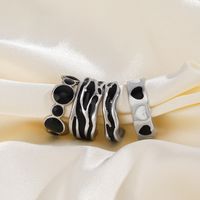 304 Stainless Steel Cool Style Enamel Plating Geometric Resin Open Ring main image 4