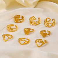 304 Stainless Steel 18K Gold Plated IG Style Plating Heart Shape Open Ring main image 7