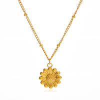 304 Stainless Steel 18K Gold Plated Lady Plating Flower Pendant Necklace main image 3