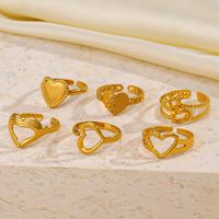 304 Stainless Steel 18K Gold Plated IG Style Plating Heart Shape Open Ring main image 6