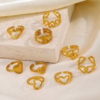 304 Stainless Steel 18K Gold Plated IG Style Plating Heart Shape Open Ring main image 4