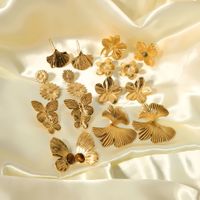 1 Paar Moderner Stil Künstlerisch Blume Schmetterling Überzug Titan Stahl Ohrringe main image 6