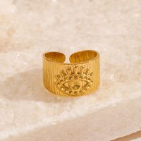 304 Stainless Steel 18K Gold Plated Simple Style Classic Style Plating Devil'S Eye Solid Color Open Ring main image 5