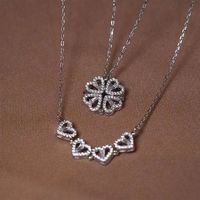 Titanium Steel Simple Style Inlay Heart Shape Zircon Pendant Necklace sku image 1