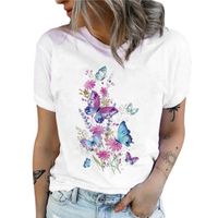 Women's T-shirt Short Sleeve T-shirts Printing Casual Streetwear Butterfly main image 3