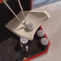 Simple Style Solid Color Titanium Steel Inlay Zircon Rings Earrings Necklace main image 1