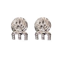 1 Pair Lady Letter Plating Hollow Out Inlay Copper Zircon Ear Studs main image 3