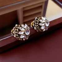 1 Pair Lady Letter Plating Hollow Out Inlay Copper Zircon Ear Studs sku image 2