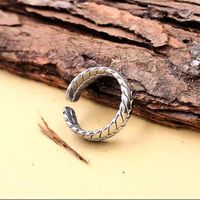 304 Stainless Steel 18K Gold Plated Artistic Plating Grain Open Ring sku image 1