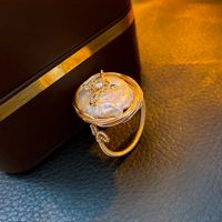 Japanischer Stil Blume Kupfer Überzug Inlay Künstlicher Kristall Süßwasserperle Offener Ring sku image 40