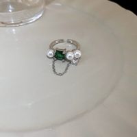 Japanischer Stil Blume Kupfer Überzug Inlay Künstlicher Kristall Süßwasserperle Offener Ring sku image 24