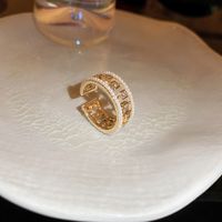 Japanischer Stil Blume Kupfer Überzug Inlay Künstlicher Kristall Süßwasserperle Offener Ring sku image 29
