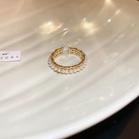 Japanischer Stil Blume Kupfer Überzug Inlay Künstlicher Kristall Süßwasserperle Offener Ring sku image 10