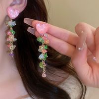 1 Pair Casual Sweet Heart Shape Flower Bow Knot Beaded Plating Inlay Copper Crystal Earrings main image 2