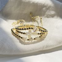 Simple Style Streetwear Cross Star Heart Shape Shell Copper Plating 14k Gold Plated Bracelets main image 1