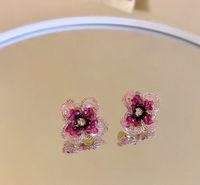 1 Paar Lässig Süss Herzform Blume Bogenknoten Perlen Überzug Inlay Kupfer Kristall Ohrringe sku image 10
